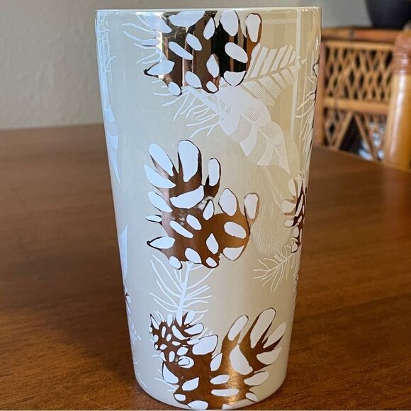 Starbucks 2020 Holiday Pinecone Ceramic Tumbler with Leaf Design 12 oz. - Picture 4 of 11